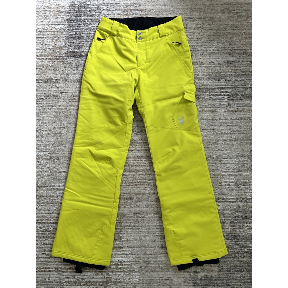 Spyder Pants Women Neon Sz 4 Insulated Multi-Zip Winter Snow Button Snap Poly